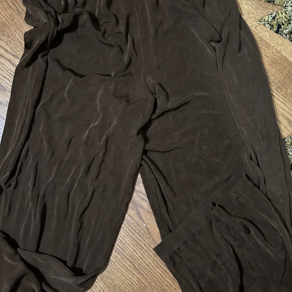 Womens 3 Piece Skirt pants Top Set Floral Comfort Stretch NYPL Brown L - Picture 3 of 16